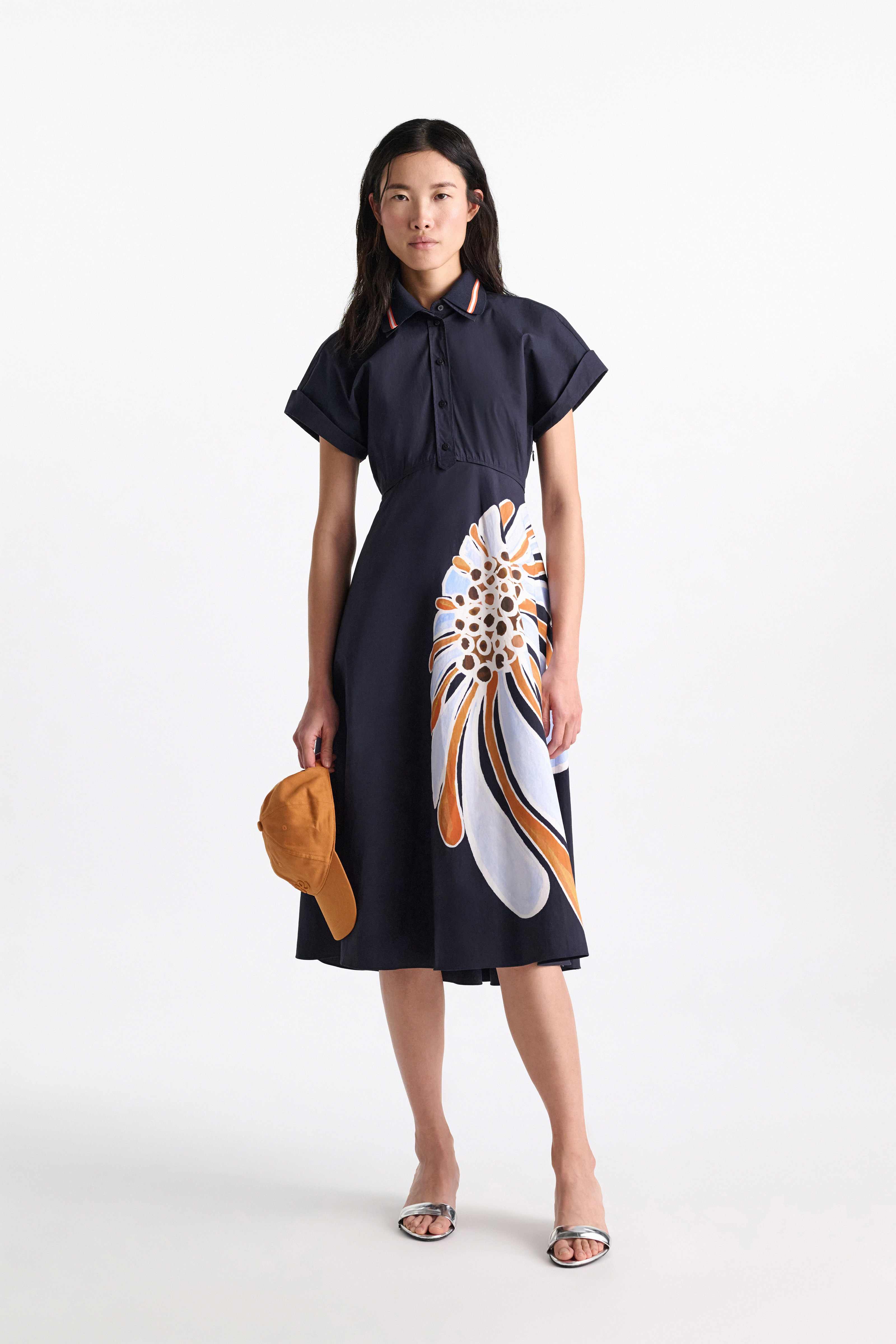 Dorothee Schumacher Printed cotton poplin dress dream flower navy